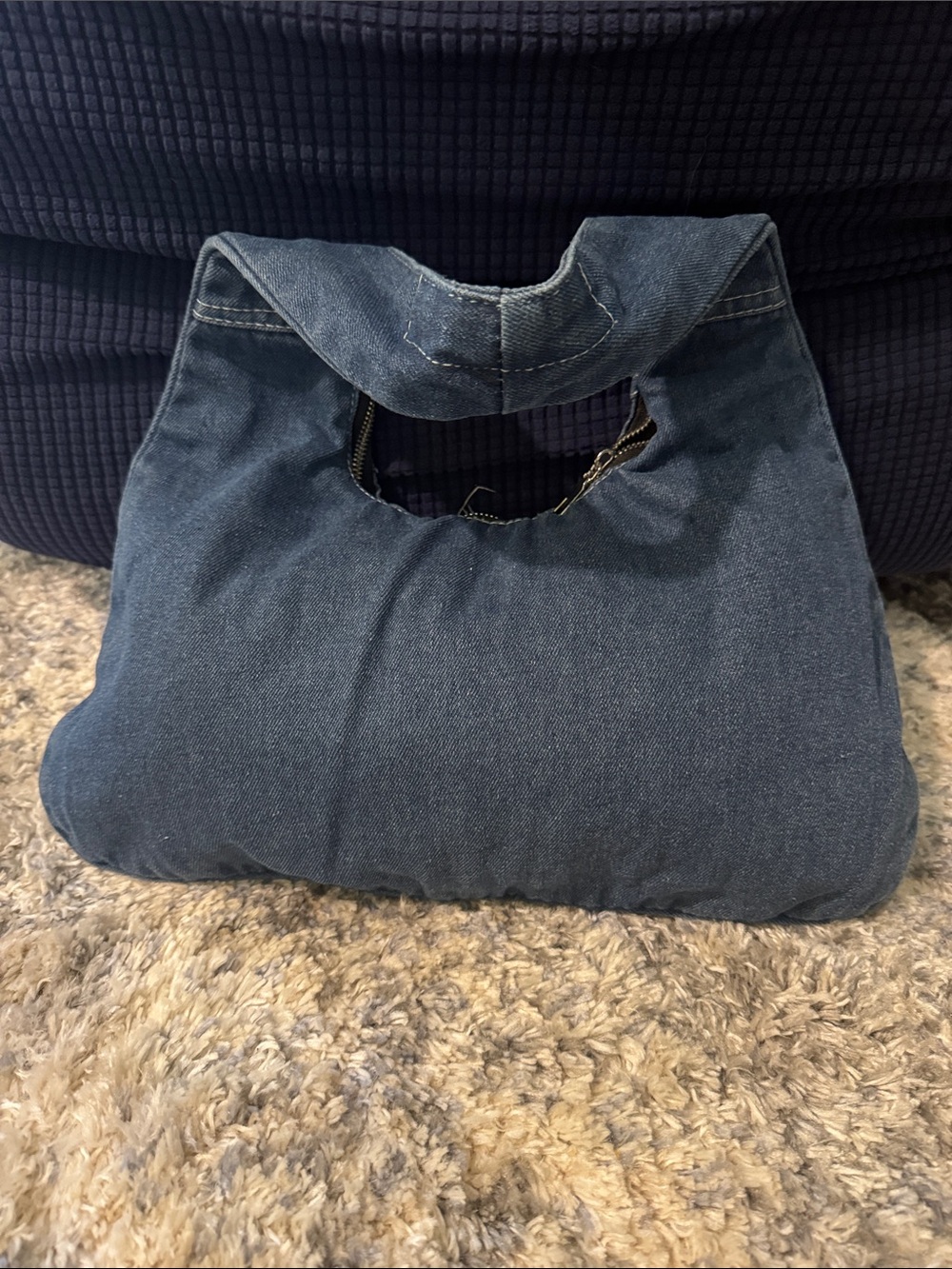Denim Patchwork Heart Tote Bag - Blue - Picture 2 of 3